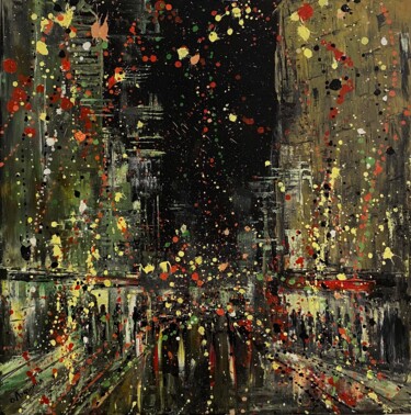 Malerei mit dem Titel "Big city lights2" von Oksana Lukonina, Original-Kunstwerk, Öl