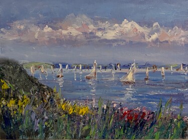Pintura intitulada "Sailboats" por Oksana Lukonina, Obras de arte originais, Óleo