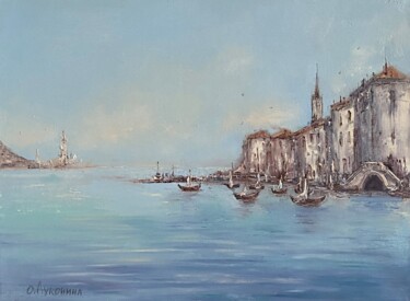 Картина под названием "City by the Sea" - Oksana Lukonina, Подлинное произведение искусства, Масло