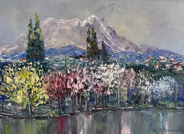 Peinture intitulée "The gardens are blo…" par Oksana Lukonina, Œuvre d'art originale, Huile