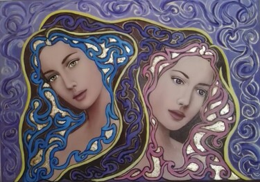 Peinture intitulée "Сестры...Сказание о…" par Oksana Naumova, Œuvre d'art originale, Huile
