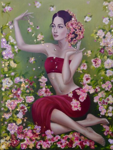 Schilderij getiteld "Фея цветов" door Oksana Naumova, Origineel Kunstwerk, Olie