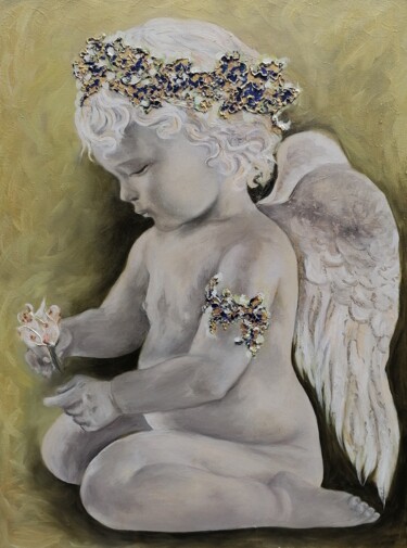 Schilderij getiteld "Ангел хранитель" door Oksana Naumova, Origineel Kunstwerk, Olie