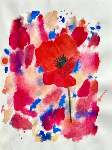 Collages titled "poppy of memory" by Oksana Oleksiiva, Original Artwork, Collages