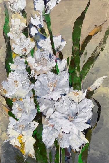 Картина под названием "WHITE TENDERNESS -…" - Oksana Petrova, Подлинное произведение искусства, Масло