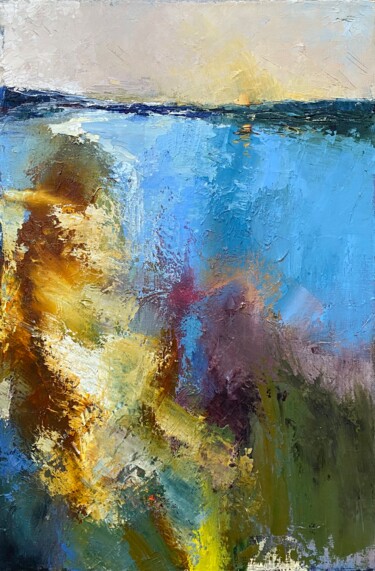 Painting titled "SUNNY TRACK - origi…" by Oksana Petrova, Original Artwork, Oil Mounted on Wood Stretcher frame