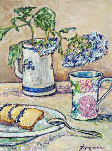 Painting titled "Morning" by Oksana Pidgurs Ka, Original Artwork, Oil Mounted on Wood Stretcher frame