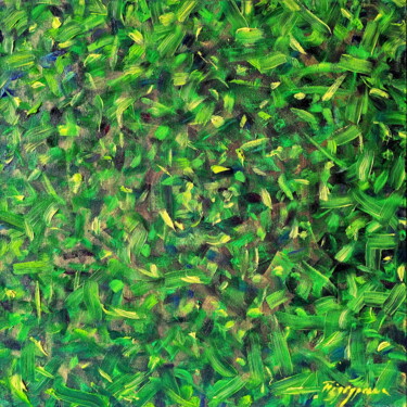 Painting titled "Green Fantasy" by Oksana Pidgurs Ka, Original Artwork, Oil Mounted on Wood Stretcher frame