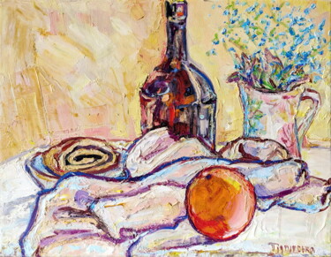 Картина под названием "Still life with Ora…" - Oksana Pidhurska, Подлинное произведение искусства, Масло Установлен на Дерев…