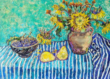 Pintura intitulada "Golden September" por Oksana Pidgurs Ka, Obras de arte originais, Óleo Montado em Cartão