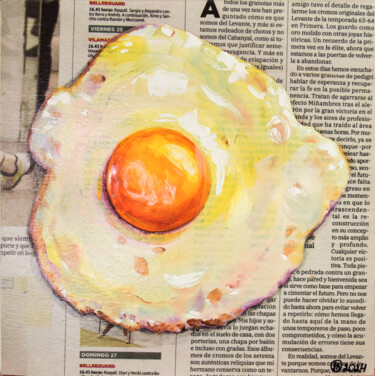 Painting titled "Fried Egg Painting…" by Oksana Shevchenko, Original Artwork, Oil