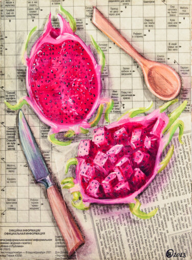 Malerei mit dem Titel "Fruit Painting Food…" von Oksana Shevchenko, Original-Kunstwerk, Öl