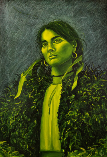 Картина под названием ""Confident" 2023" - Oksana Sklym, Подлинное произведение искусства, Масло Установлен на Деревянная ра…