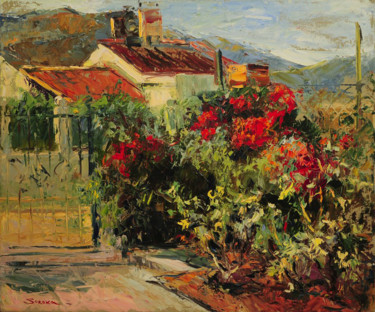 Painting titled "San Luis rosas" by Oksana Soroka, Original Artwork, Oil