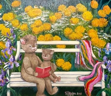 Painting titled "Reading together" by Oksana Todorova, Original Artwork, Oil