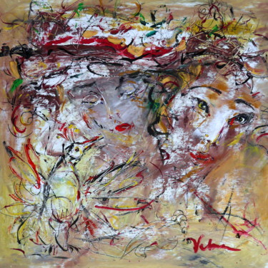 Malerei mit dem Titel "Muse inspiration" von Oksana Veber, Original-Kunstwerk, Acryl Auf Keilrahmen aus Holz montiert