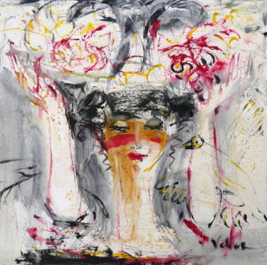 Ζωγραφική με τίτλο "Fruit bucket" από Oksana Veber, Αυθεντικά έργα τέχνης, Λάδι Τοποθετήθηκε στο Ξύλινο φορείο σκελετό