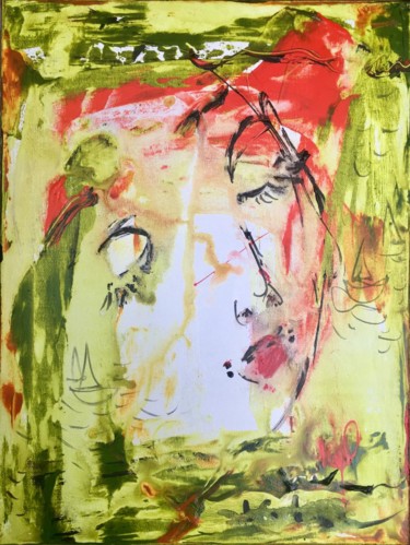 Картина под названием "Green Grass" - Oksana Veber, Подлинное произведение искусства, Акрил Установлен на Деревянная рама дл…