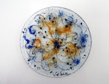 Sculpture titled "Flower- glass plate" by Oksana Veber, Original Artwork, Glass