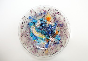 Grape vase- deep glass plate Skulptur mit dem Titel "Grape vase- deep gl…" von Oksana Veber, Original-Kunstwerk, Glas