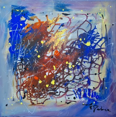Painting titled "Abstract 2" by Oksana Veber, Original Artwork, Acrylic Mounted on Wood Stretcher frame