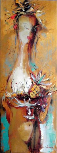 Painting titled "Fruits for breakfast" by Oksana Veber, Original Artwork