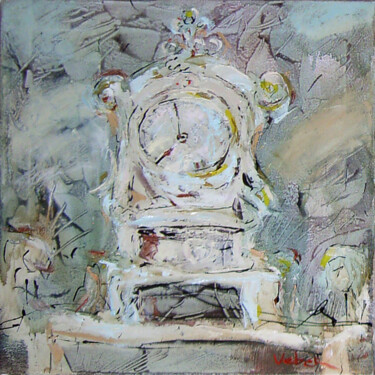 Pittura intitolato "Old clock memory's" da Oksana Veber, Opera d'arte originale, Olio Montato su Telaio per barella in legno