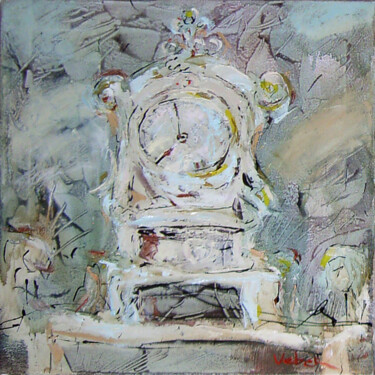 Peinture intitulée "Old clock memory's" par Oksana Veber, Œuvre d'art originale, Huile Monté sur Châssis en bois