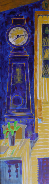 Картина под названием "Blue clock" - Oksana Veber, Подлинное произведение искусства, Масло Установлен на Деревянная рама для…