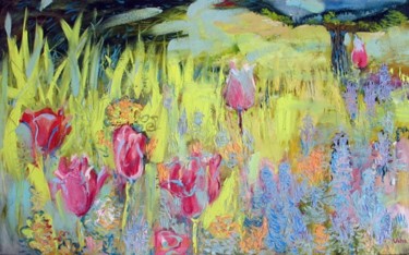 Pittura intitolato "Garden" da Oksana Veber, Opera d'arte originale, Olio