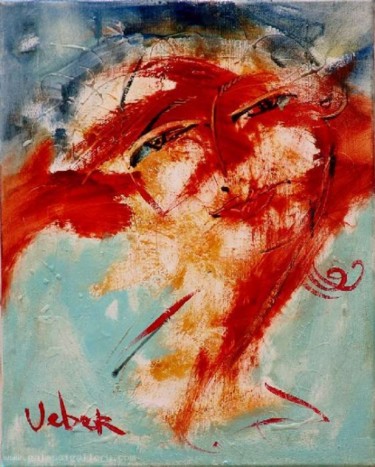 Painting titled "Portrait 1" by Oksana Veber, Original Artwork, Oil Mounted on Wood Stretcher frame