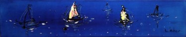 Pittura intitolato "Yachts" da Oksana Veber, Opera d'arte originale, Acrilico Montato su Telaio per barella in legno