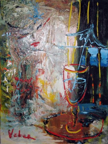 Painting titled "Evening coctail" by Oksana Veber, Original Artwork, Oil