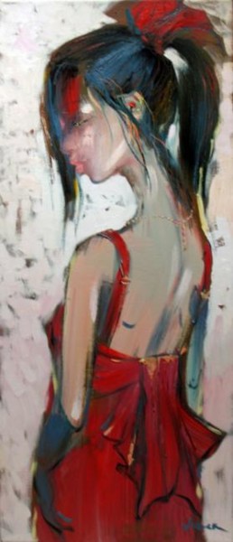 Pintura titulada "Evening dress 2" por Oksana Veber, Obra de arte original