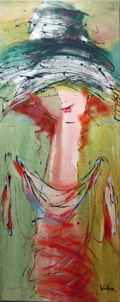 Painting titled "Kristy" by Oksana Veber, Original Artwork, Oil Mounted on Wood Stretcher frame