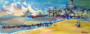 Painting titled "Eastbourne" by Oksana Veber, Original Artwork, Oil Mounted on Wood Stretcher frame