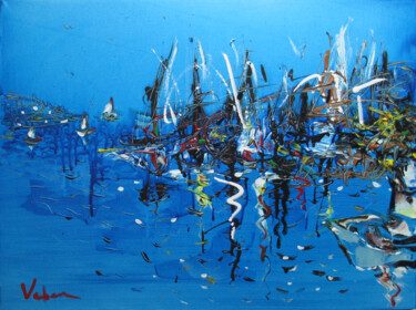 Pintura titulada "Marina evenings" por Oksana Veber, Obra de arte original, Acrílico Montado en Bastidor de camilla de madera