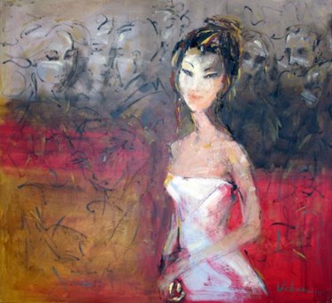Painting titled "Evening" by Oksana Veber, Original Artwork, Oil