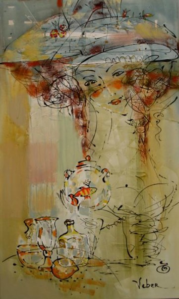 Картина под названием "The gold fish" - Oksana Veber, Подлинное произведение искусства, Масло