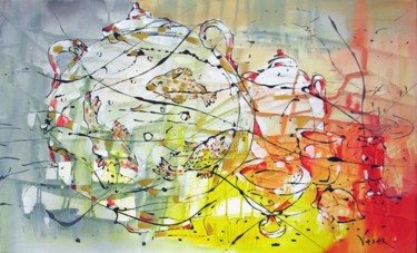 Картина под названием "Aquarium" - Oksana Veber, Подлинное произведение искусства, Масло Установлен на Деревянная рама для н…