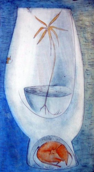 Malerei mit dem Titel "The glass" von Oksana Veber, Original-Kunstwerk, Öl