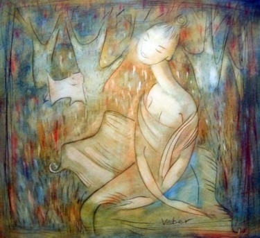 Картина под названием "At evening, oil on…" - Oksana Veber, Подлинное произведение искусства, Масло