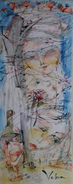 Картина под названием "Soiree gossip" - Oksana Veber, Подлинное произведение искусства, Масло Установлен на картон