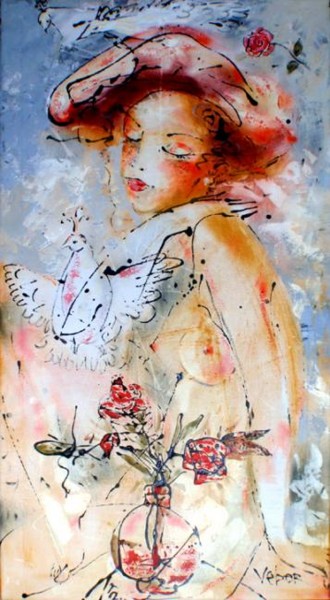 Painting titled "Bird" by Oksana Veber, Original Artwork, Oil