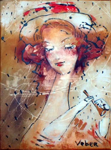 Schilderij getiteld "Lyric" door Oksana Veber, Origineel Kunstwerk, Olie Gemonteerd op Frame voor houten brancard