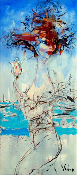Pintura titulada "Sea Walk Impressions" por Oksana Veber, Obra de arte original, Oleo Montado en Bastidor de camilla de made…