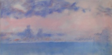 Painting titled "Morning sea clouds" by Oksana Veber, Original Artwork, Oil Mounted on Wood Stretcher frame