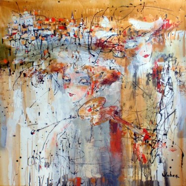 Malerei mit dem Titel "Somewhere else" von Oksana Veber, Original-Kunstwerk, Öl