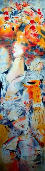 Картина под названием "Drum session" - Oksana Veber, Подлинное произведение искусства, Масло Установлен на Деревянная рама д…