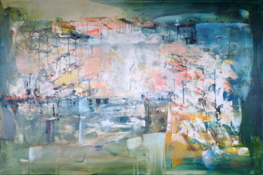 Картина под названием "Behind horizon" - Oksana Veber, Подлинное произведение искусства, Масло Установлен на Деревянная рама…
